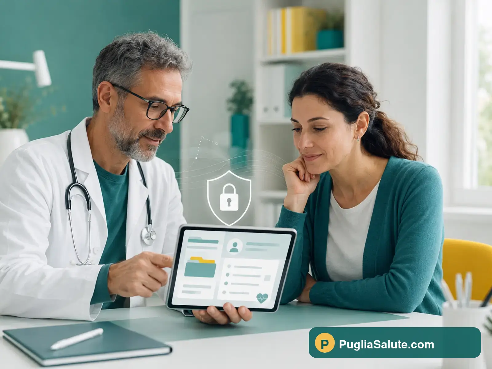 Medico e paziente consultano una cartella clinica digitale